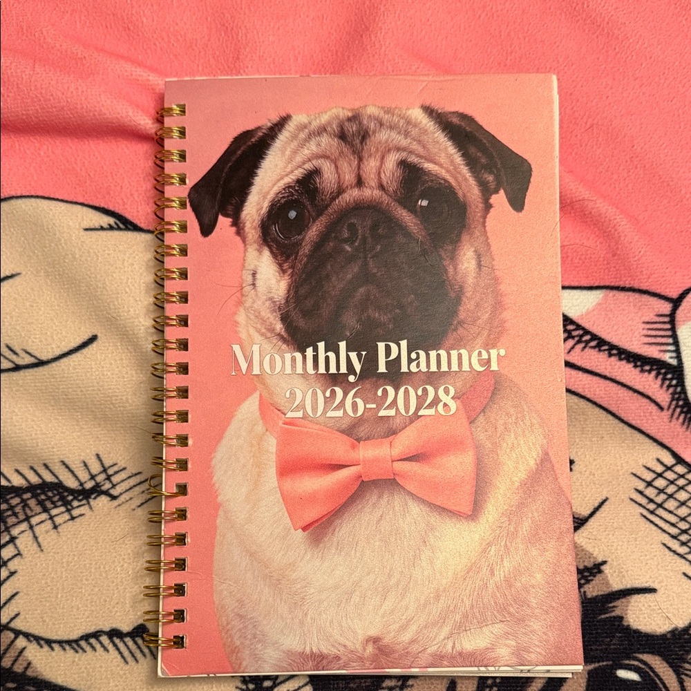 Dog-Themed Monthly Planner 2026-2028 - Pink Cover